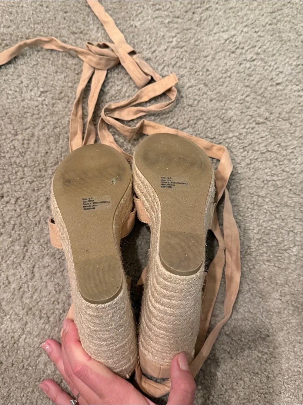 VENUS Nude/Tan Espadrille Lace-Up Wedge Sandals